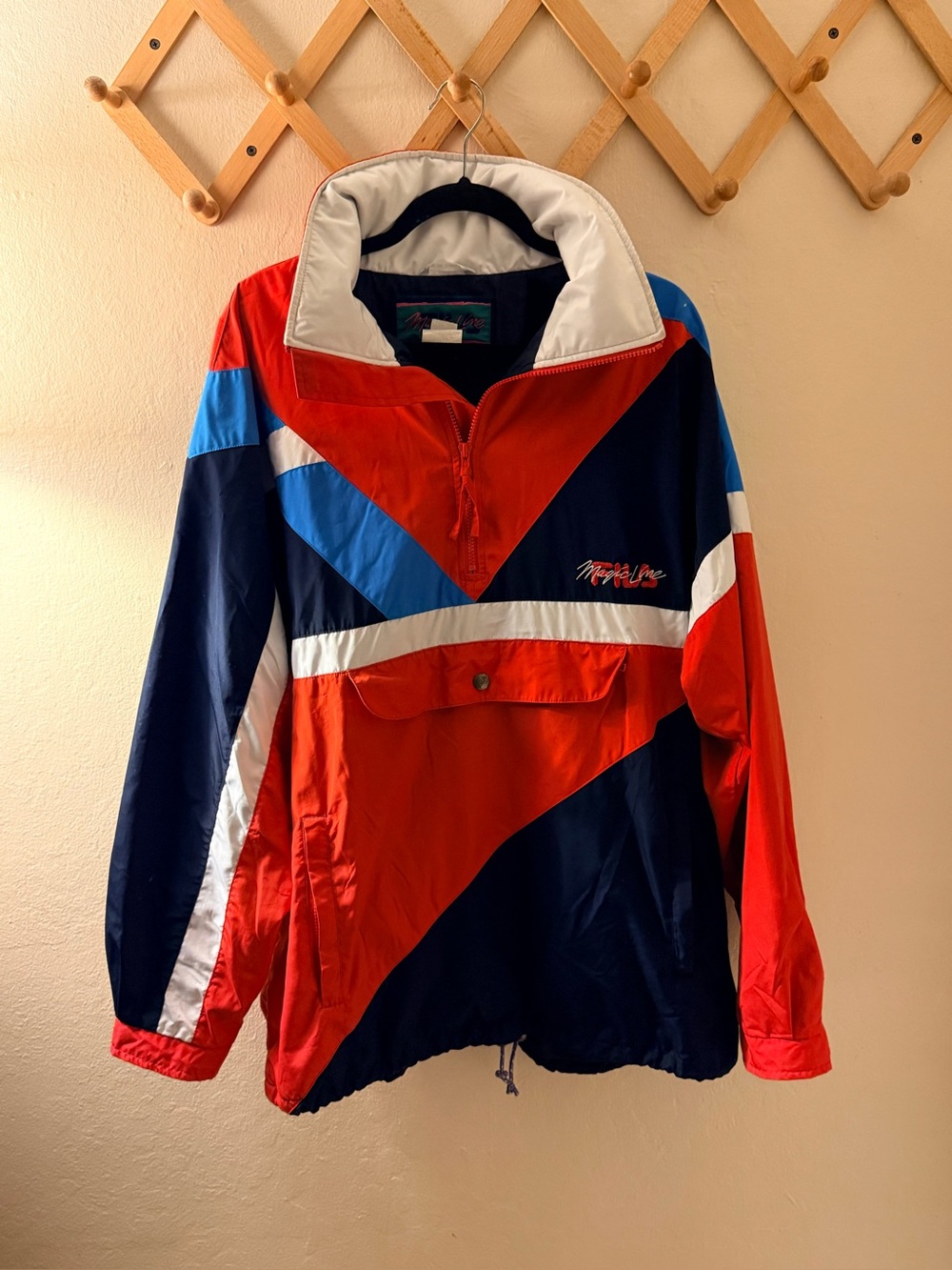 FILA Magic Line Vintage Colorblock Windbreaker Jacket - Red, Navy, Blue, White